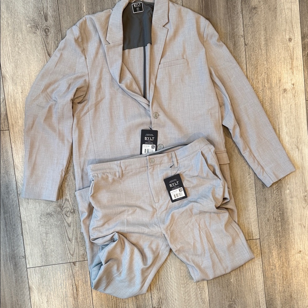 BYLT Basics Light Gray Men's Two-Piece Suit Set